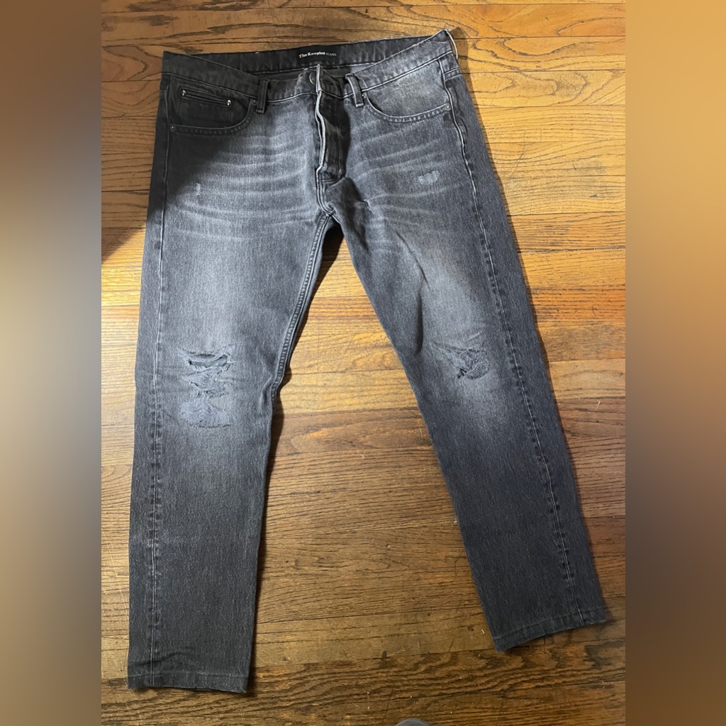 The Krooples Jeans Black Distressed Denim Size 33 Mobwife Minimalist Casual